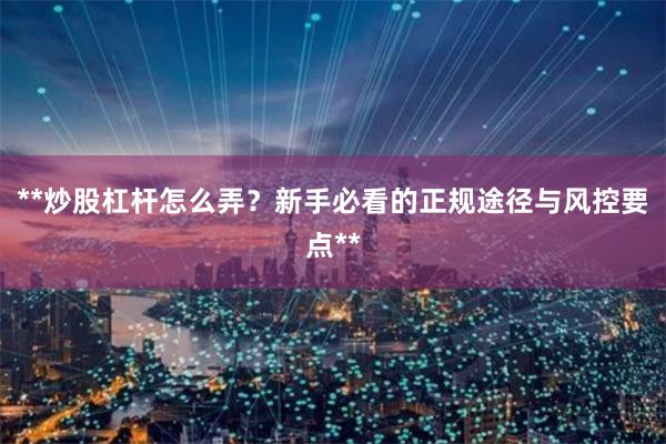 **炒股杠杆怎么弄？新手必看的正规途径与风控要点**